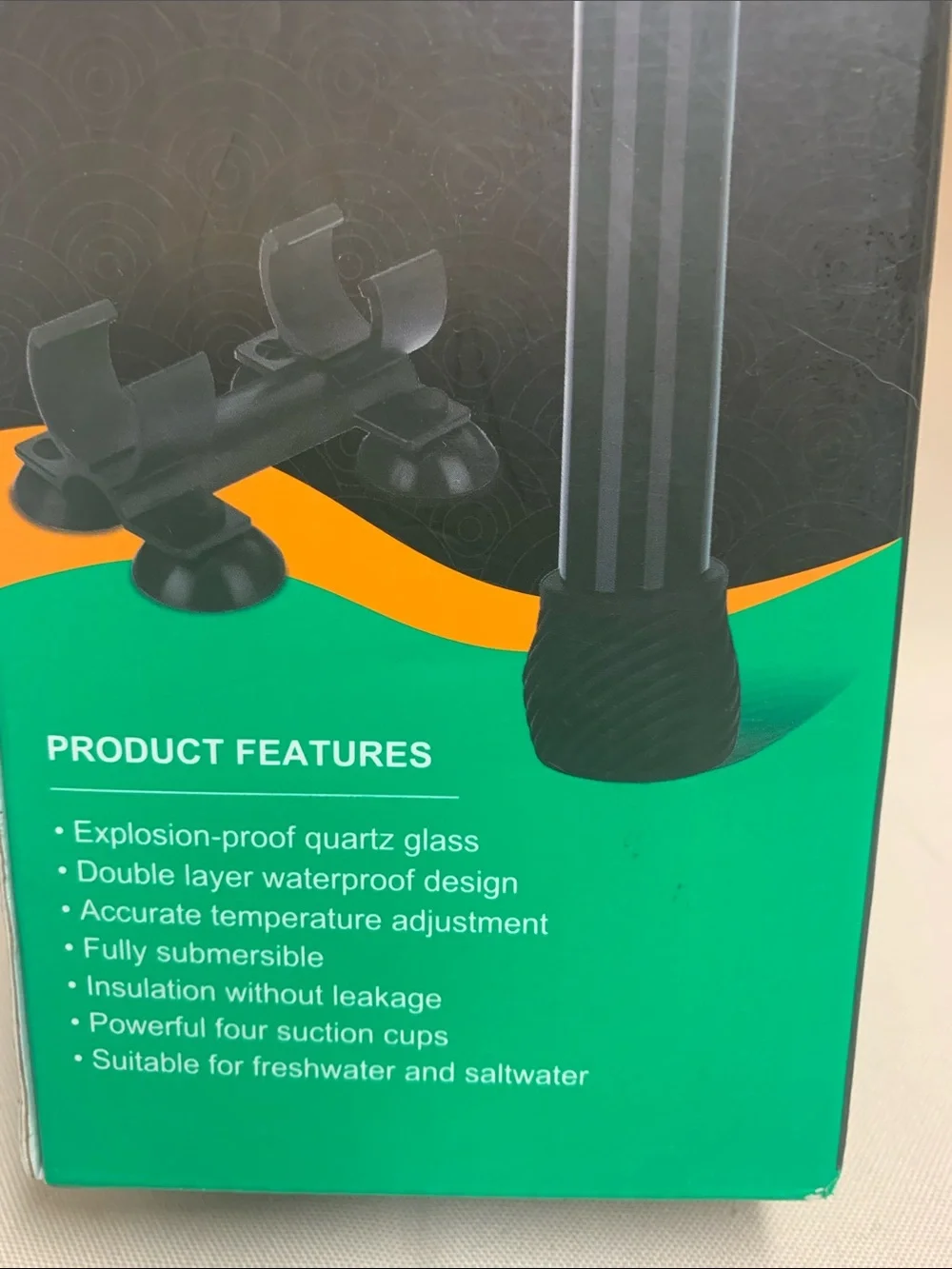 hygger ETL Aquarium Heater - Black with Orange Accents